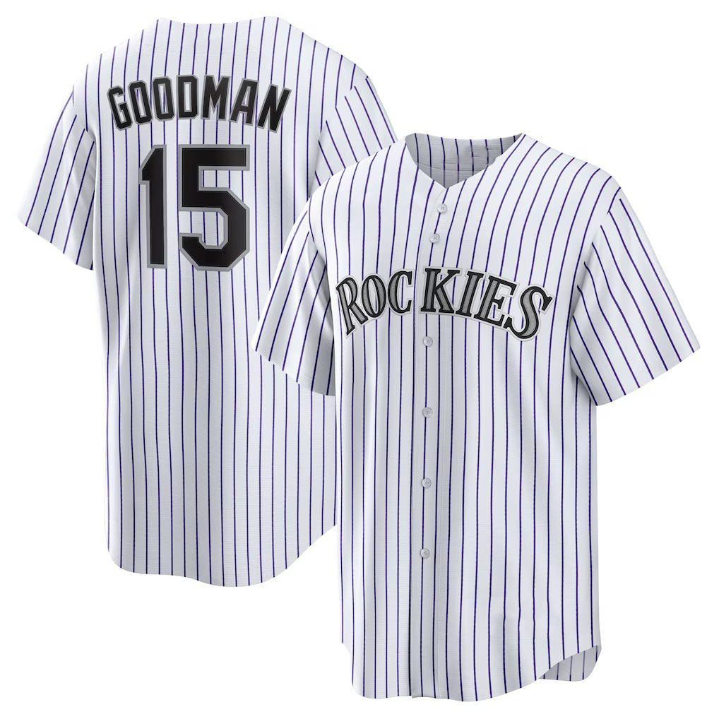 Colorado Rockies #15 Hunter Goodman White CONTON Home Replica Jersey