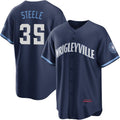 Chicago Cubs #35 Justin Steele Navy CONTON City Connect Jersey