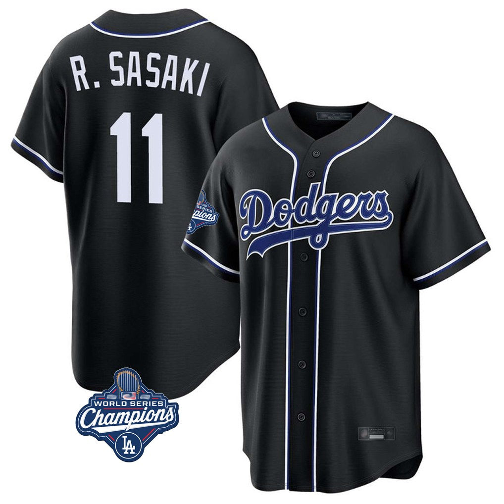 Los Angeles Dodgers #11 Roki Sasaki Player Black CONTON World Series Meet Carbon Limited Home Stitched Jerseys