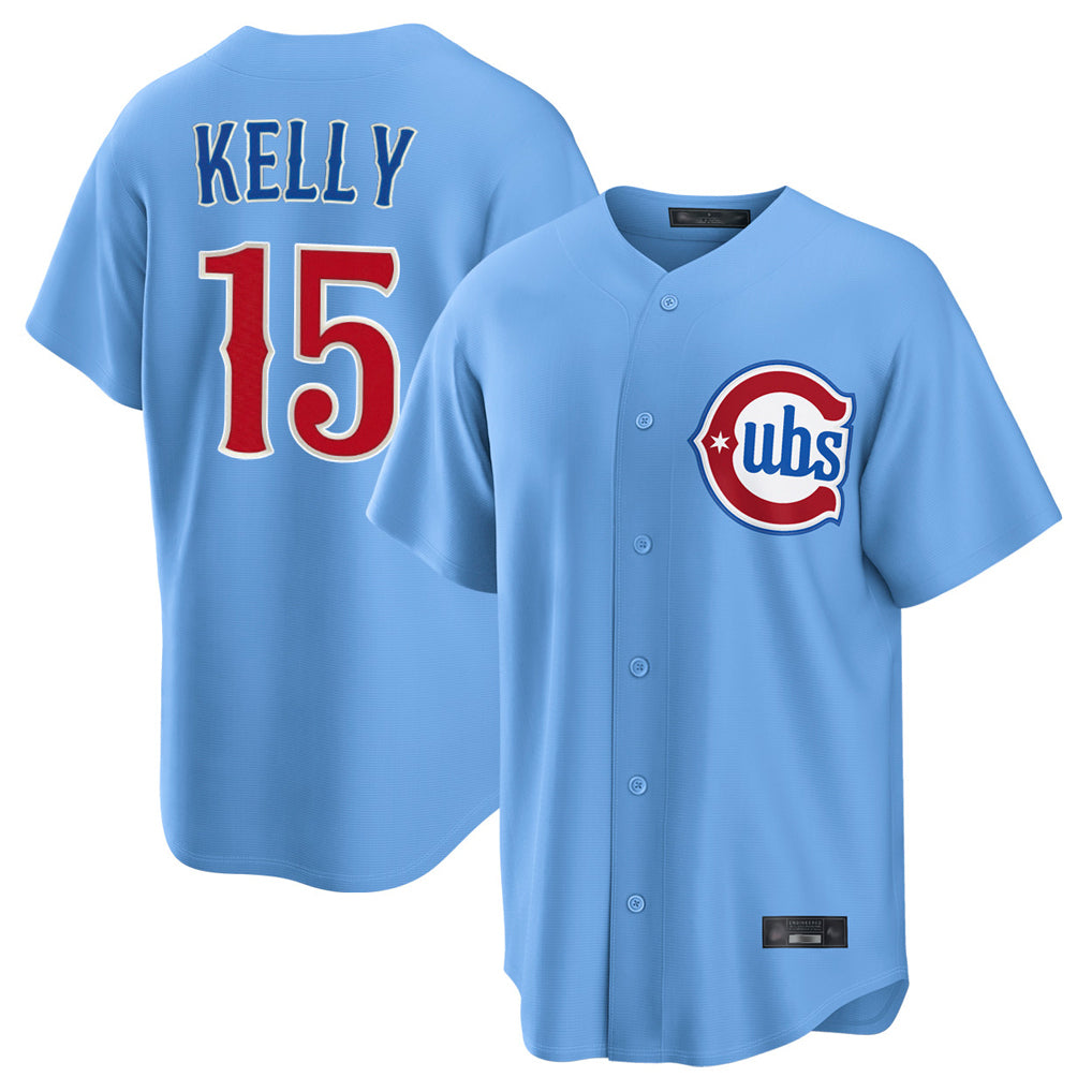 Chicago Cubs #15 Carson Kelly Player Light Blue CONTON Home Game Stitched Jerseys