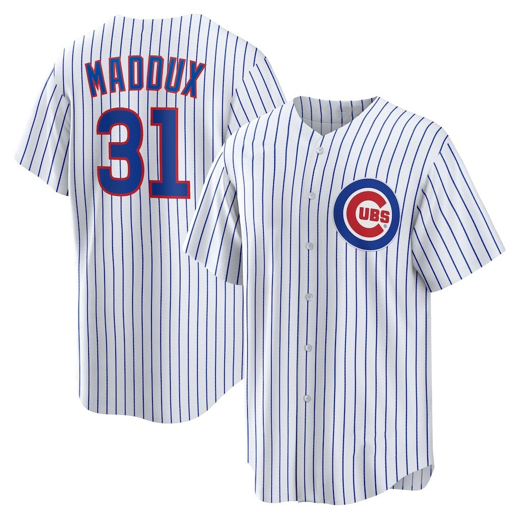 Chicago Cubs #31 Greg Maddux White CONTON Home Retired Player Replica Jersey