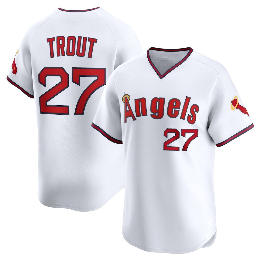 Los Angeles Angels #27 Mike Trout White CONTON Alternate Limited Jersey