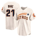 Houston Astros #21 Yainer Diaz Player Cream CONTON Throwback Cooperstown Collection Limited Stitched Jerseys