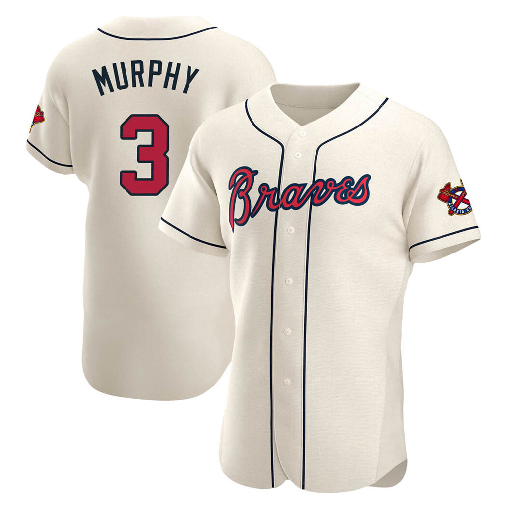 Atlanta Braves #3 Dale Murphy Player Cream CONTON Limited Elite Home Game Stitched Jerseys