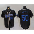 Los Angeles Dodgers #50 Mookie Betts Number Black CONTON Cool Base With Patch Stitched Jerseys