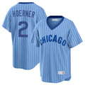 Chicago Cubs #2 Nico Hoerner Player Blue CONTON T-shirt Cooperstown Collection Limited Stitched Jerseys