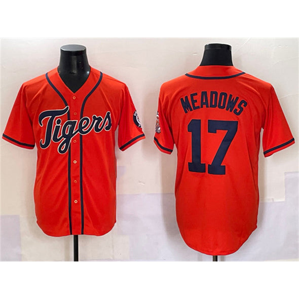 Detroit Tigers #17 Parker Meadows Orange CONTON With Patch Cool Base Stitched Jersey