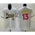 San Diego Padres #13 Manny Machado White CONTON Pinstripe 2023 City Connect Cool Base Stitched Jersey