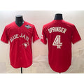 Toronto Blue Jays #4 George Springer Red CONTON 2025 World Series Cool Base Stitched Jersey