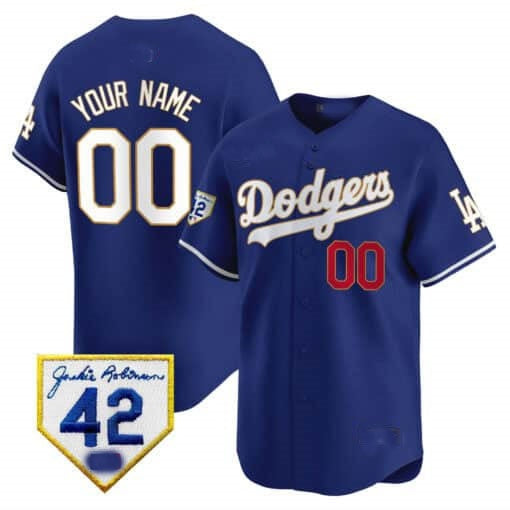 Custom Los Angeles Dodgers 2024 Jackie Robinson Patch Vapor Premier Limited Jersey ¨C Royal CONTON