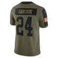 W.Football Team #24 Antonio Gibson Olive CONTON Salute To Service Limited Player Jersey