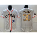 Houston Astros #30 Kyle Tucker Number 2023 White Gold CONTON World Serise Champions Patch Flex Base Stitched Jersey 3