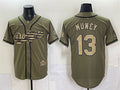 Los Angeles Dodgers #13 Max Muncy Olive CONTON 2026 Armed Forces Day Stitched Jersey