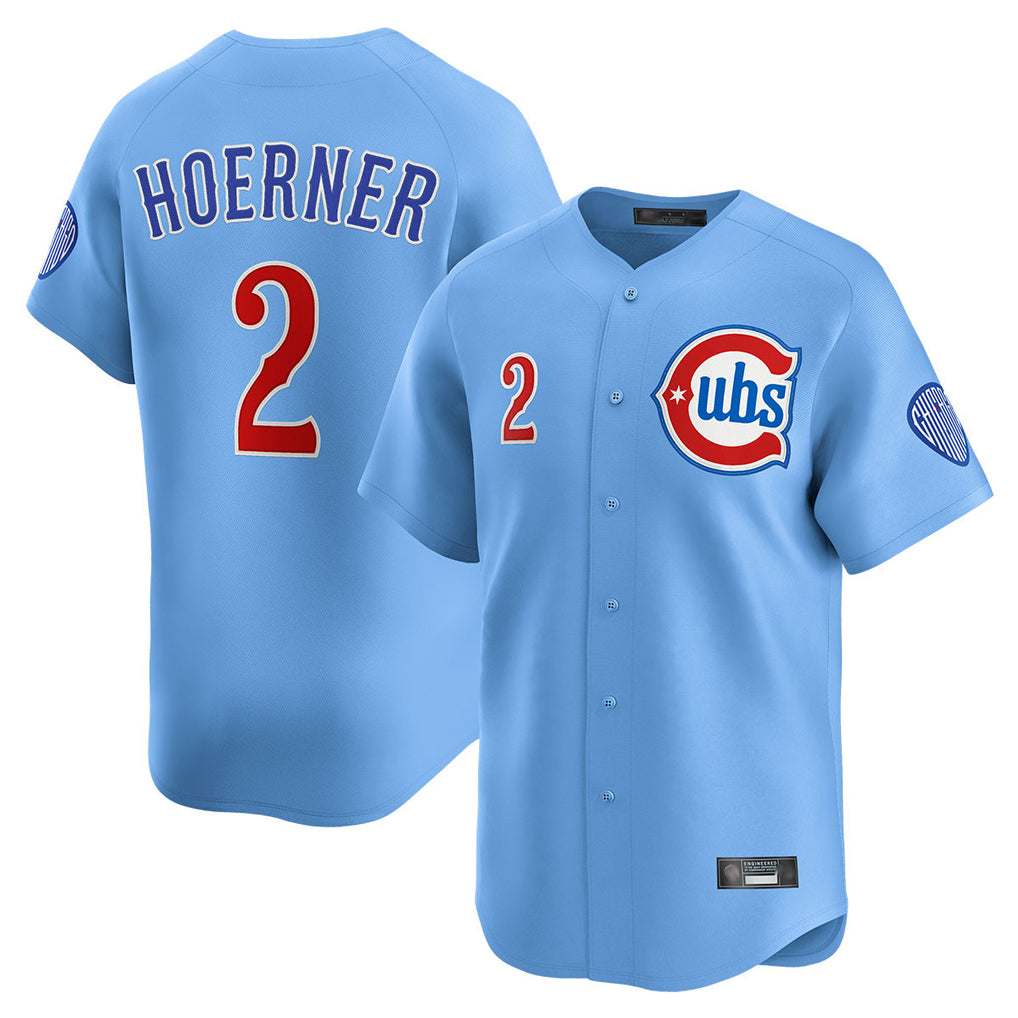 Chicago Cubs #2 Nico Hoerner Player Light Blue CONTON Limited Home Stitched Jerseys