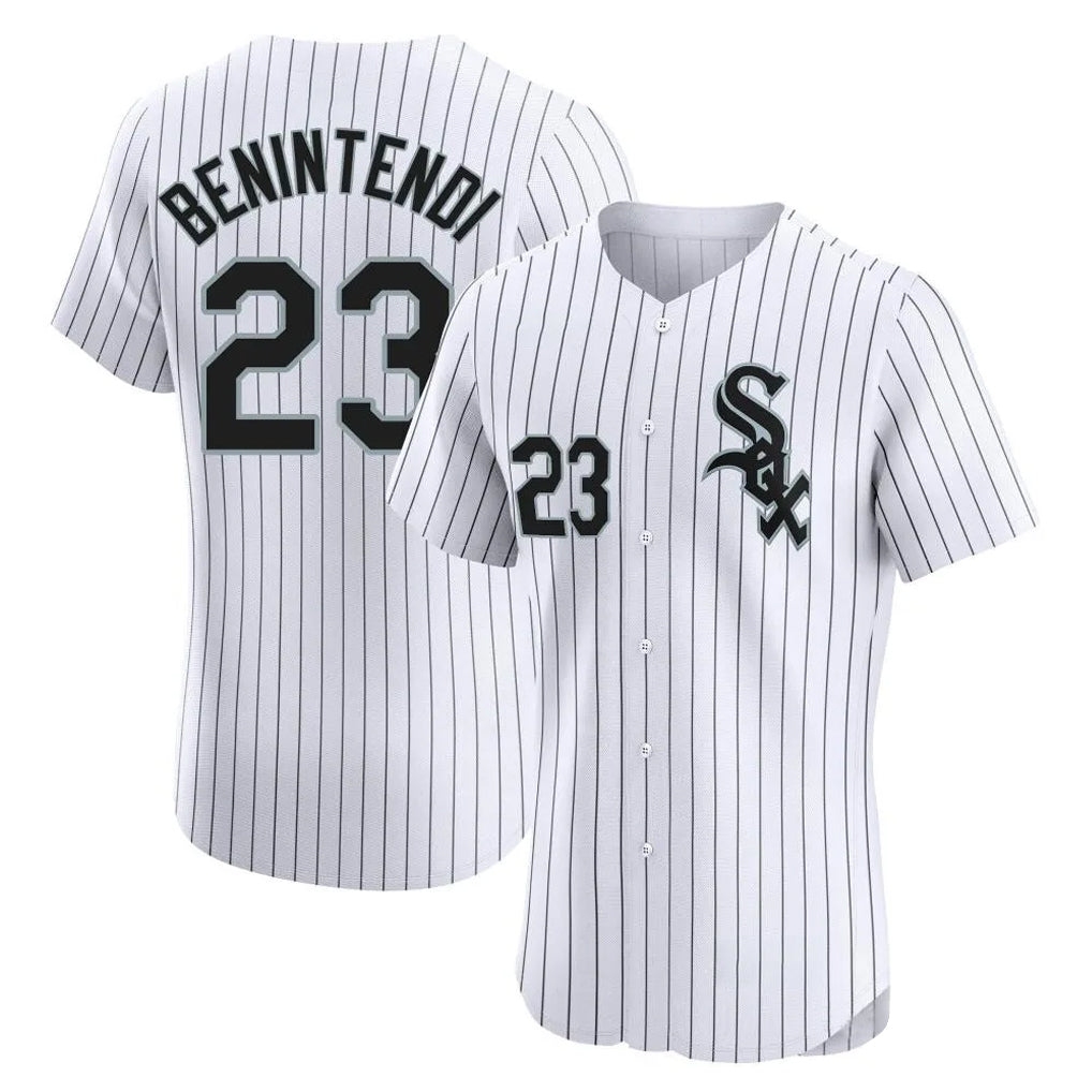 Chicago White Sox #23 Andrew Benintendi Player White CONTON Stripe Limited Elite Home Stitched Jerseys