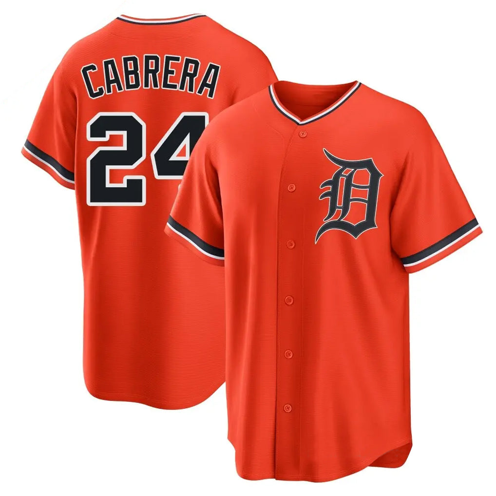 Detroit Tigers #24 Miguel Cabrera Player Orange CONTON Home Game Stitched Jerseys