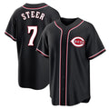 Cincinnati Reds #7 Spencer Steer Player Black CONTON Fashion Out Home Game Stitched Jerseys