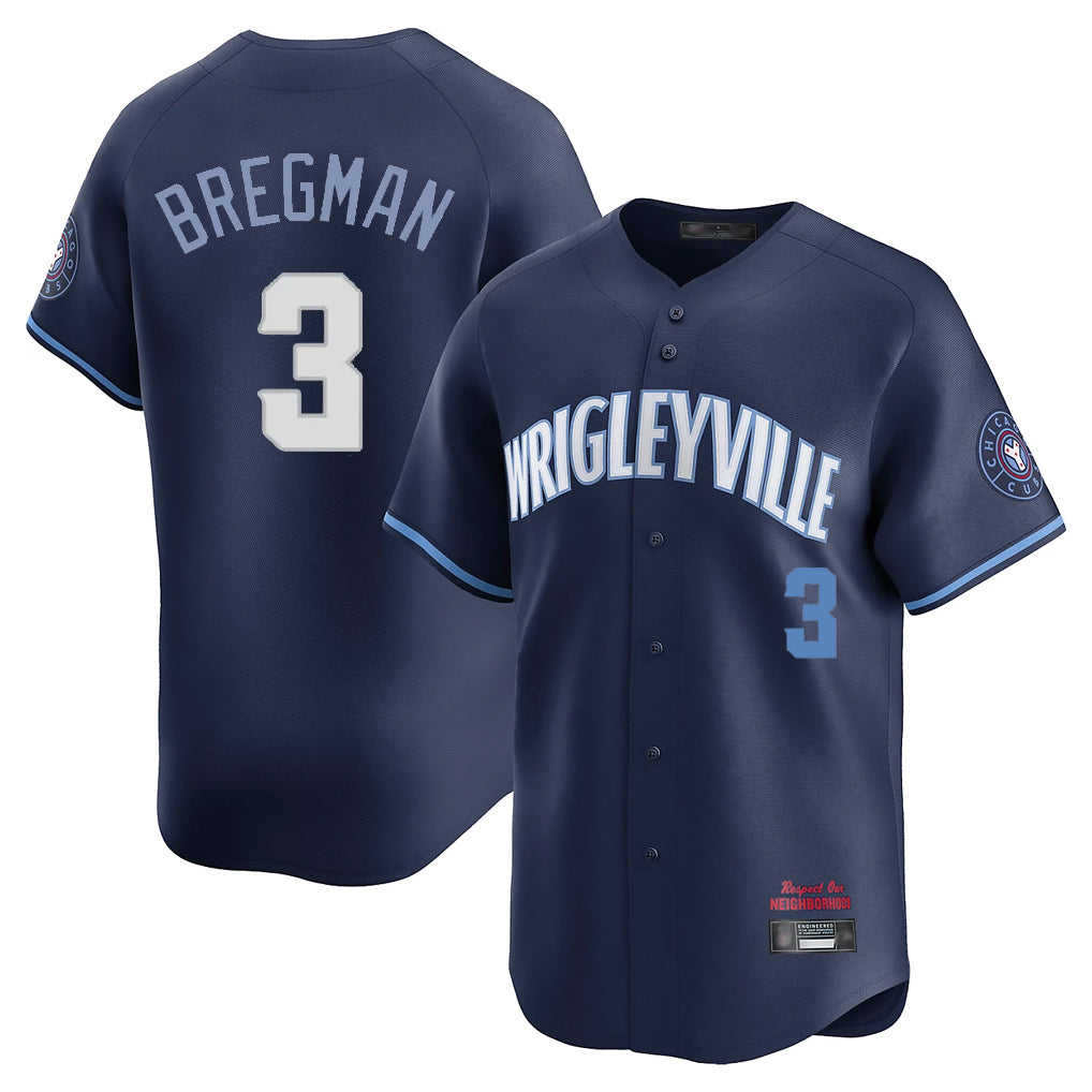 Chicago Cubs #3 Alex Bregman Player Navy CONTON City Connect Limited Home Stitched Jerseys