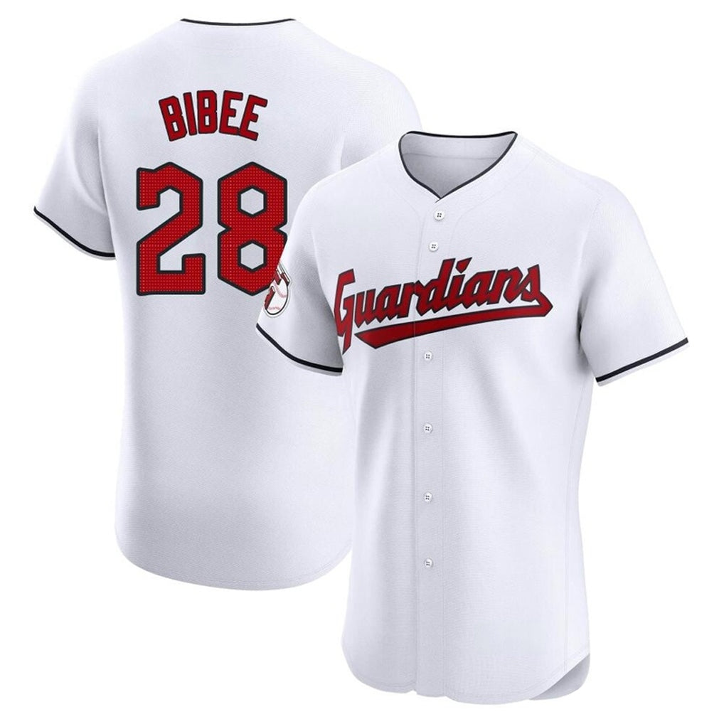 Cleveland Guardians #28 Tanner Bibee Player White CONTON Limited Elite Home Stitched Jerseys