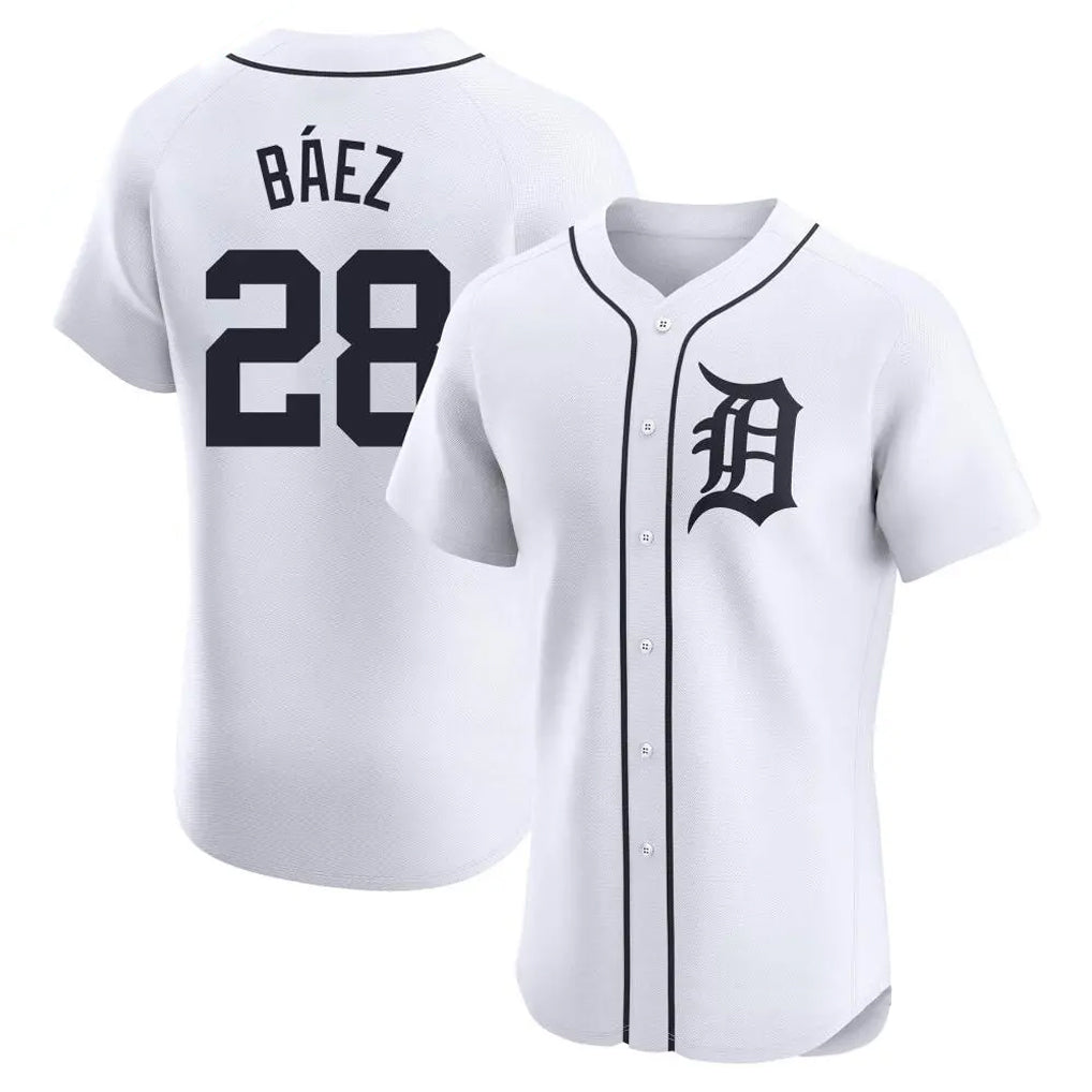 Detroit Tigers #28 Javier Baez Player White CONTON Limited Elite Home Stitched Jerseys