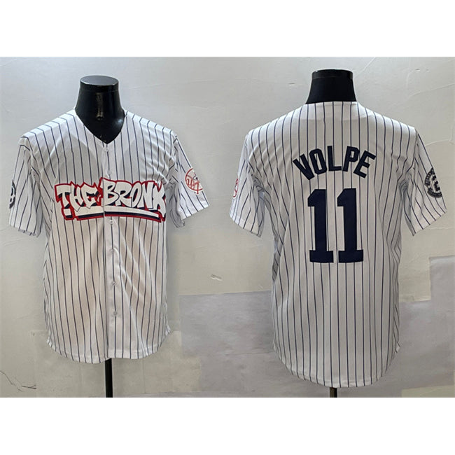 New York Yankees #11 Anthony Volpe White CONTON Bronx Graffiti Vapor Limited Stitched Jersey