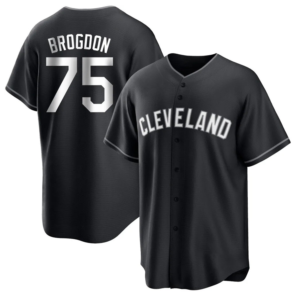 Cleveland Guardians #75 Connor Brogdon Player Black CONTON Home Game Stitched Jerseys
