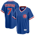 Chicago Cubs #7 Dansby Swanson Player Royal CONTON T-shirt Cooperstown Collection Limited Stitched Jerseys