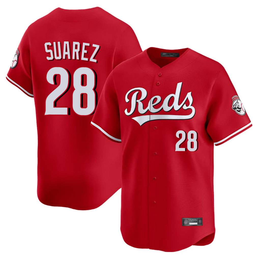 Cincinnati Reds #28 Eugenio Su¨¢rez Player Red CONTON Home Limited Stitched Jerseys