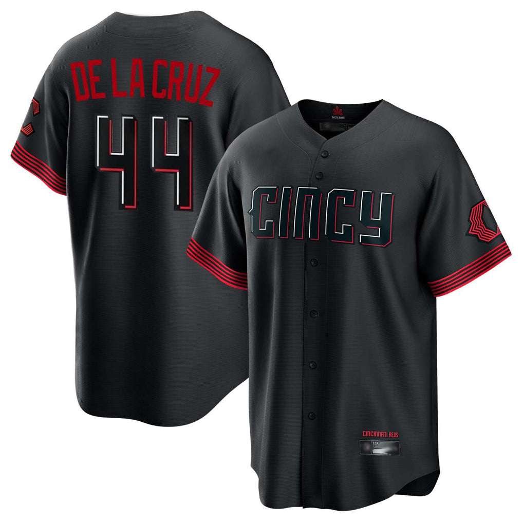 Cincinnati Reds #44 Elly De La Cruz Player Black CONTON City Connect Home Game Stitched Jerseys