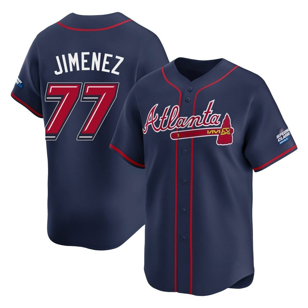 Atlanta Braves #77 Joe Jimenez Player Navy CONTON 2025 Speedway Classic Home Game Stitched Jerseys