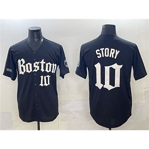 Boston Red Sox #10 Trevor Story Black CONTON Gothic Vapor Limited Stitched Jersey