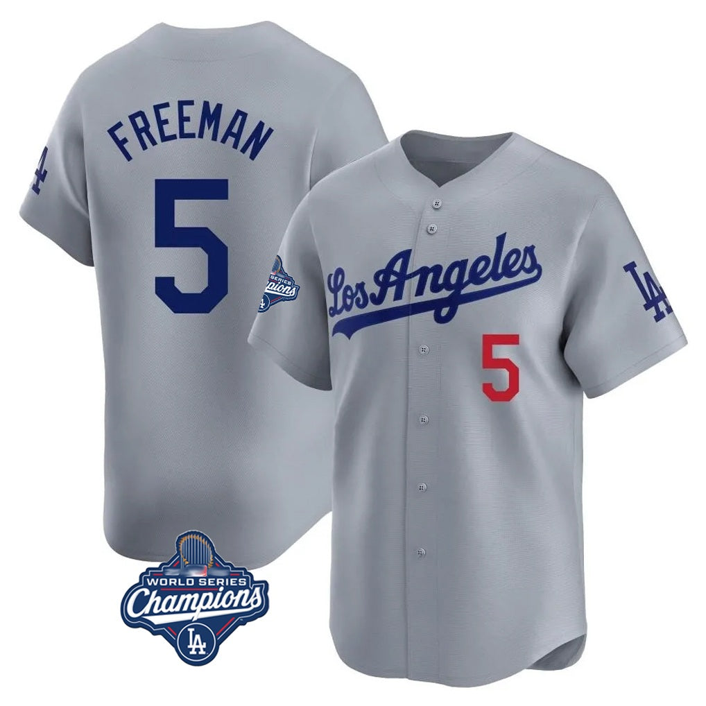 Los Angeles Dodgers #5 Freddie Freeman Player Gray CONTON World Series Meet Limited Home Stitched Jerseys