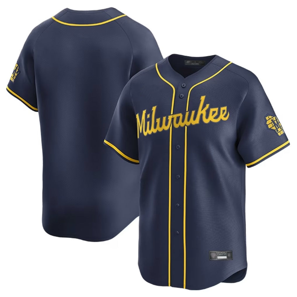 Milwaukee Brewers Blank Player Navy CONTON Home Limited Stitched Jerseys