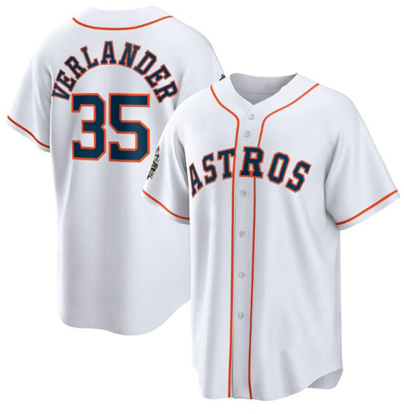 Houston Astros #35 Justin Verlander White CONTON 2022 World Series Home Stitched Jersey