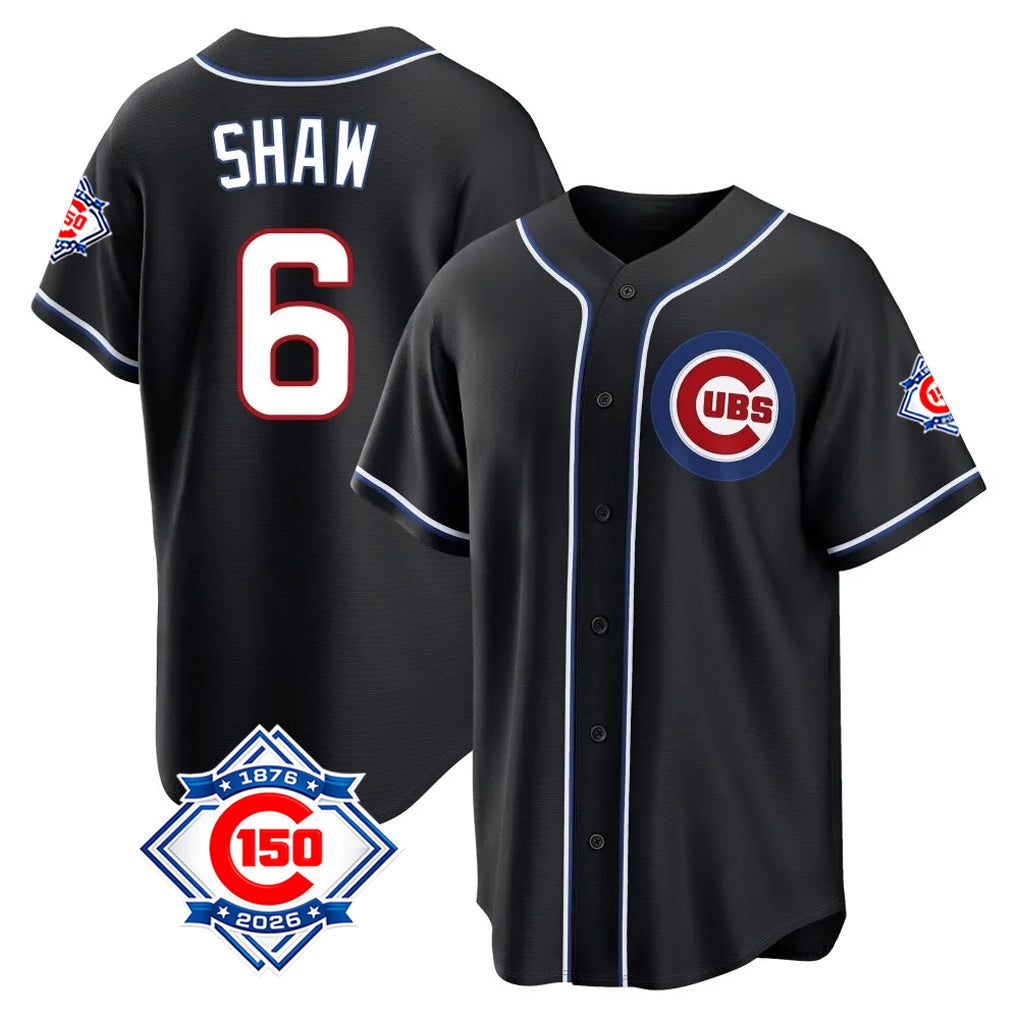 Chicago Cubs #6 Matt Shaw Player Black CONTON Fashion Out 150th Anniversary Game Stitched Jerseys