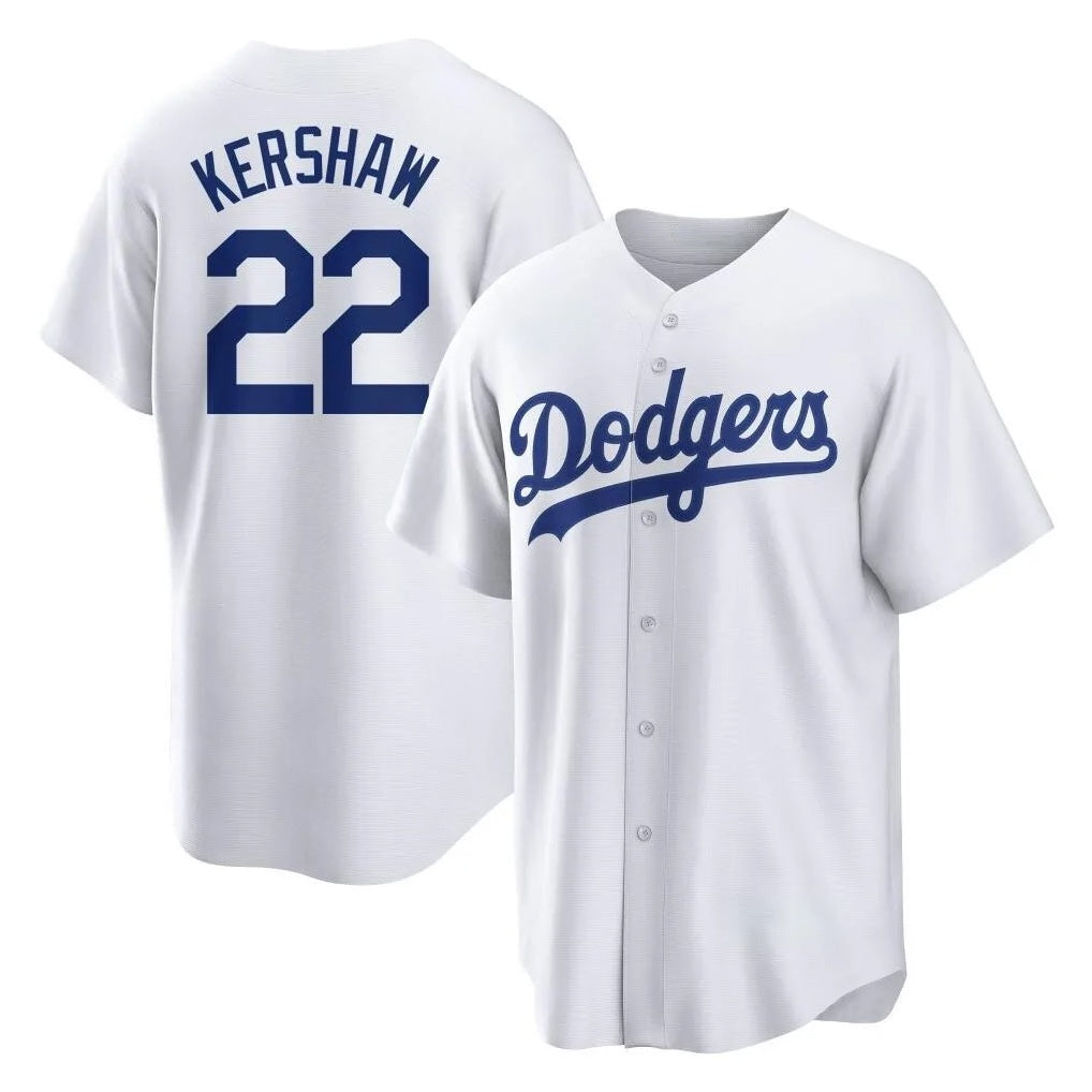 Los Angeles Dodgers #22 Clayton Kershaw Player White CONTON Game Home Stitched Jerseys