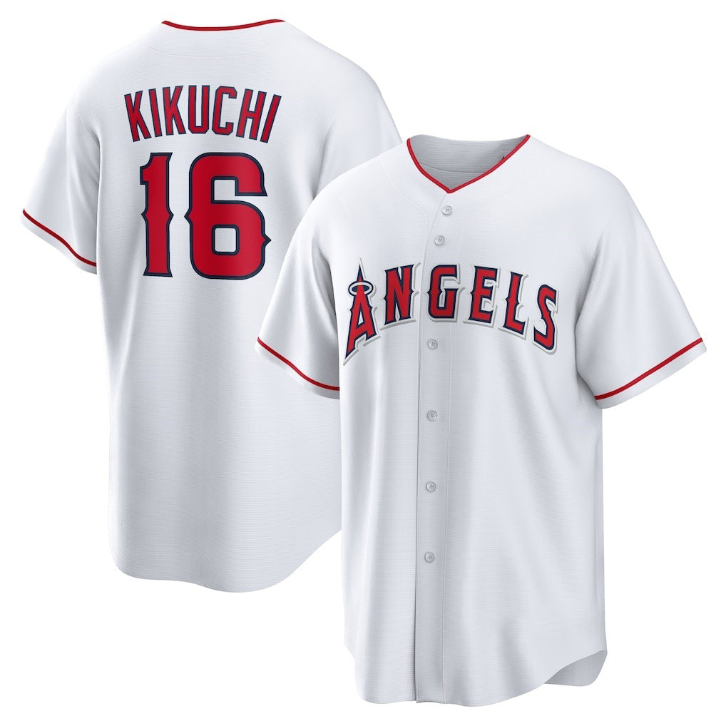 Los Angeles Angels #16 Yusei Kikuchi White CONTON Home Replica Jersey
