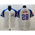 Atlanta Braves #28 Matt Olson White CONTON 2023 City Connect Flex Base Stitched Jersey