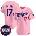 Los Angeles Dodgers #17 Shohei Ohtani Pink CONTON 2025 Tokyo Series Limited Stitched Jersey