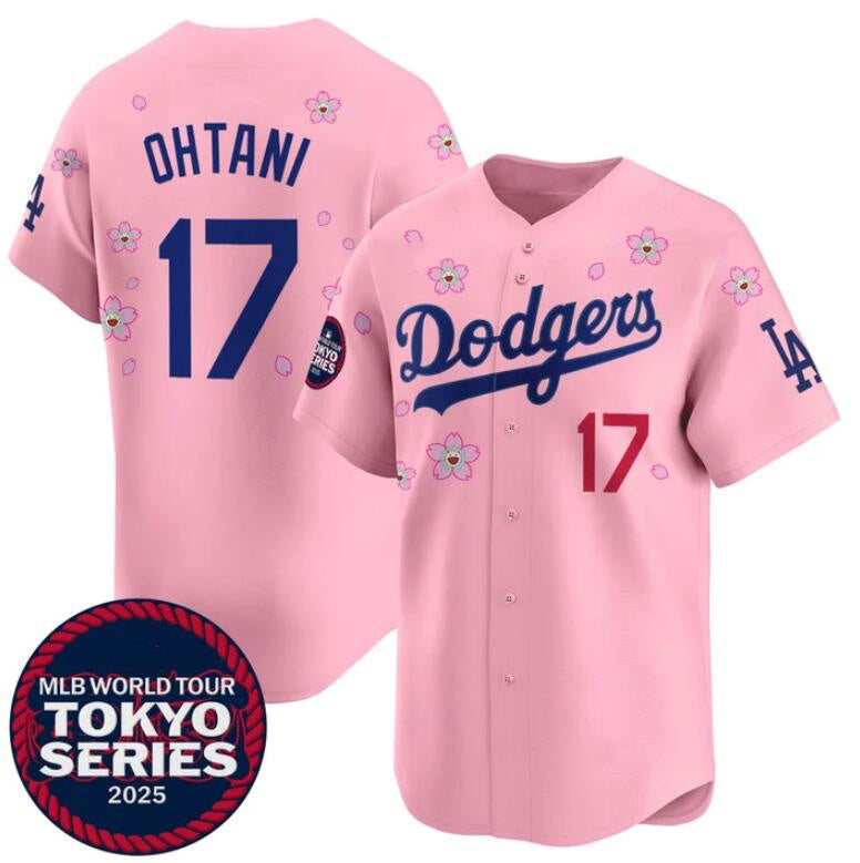 Los Angeles Dodgers #17 Shohei Ohtani Pink CONTON 2025 Tokyo Series Limited Stitched Jersey