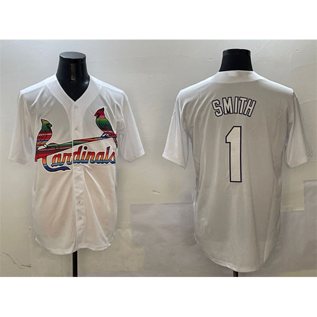 St. Louis Cardinals #1 Ozzie Smith White CONTON Cool Base Stitched Jersey