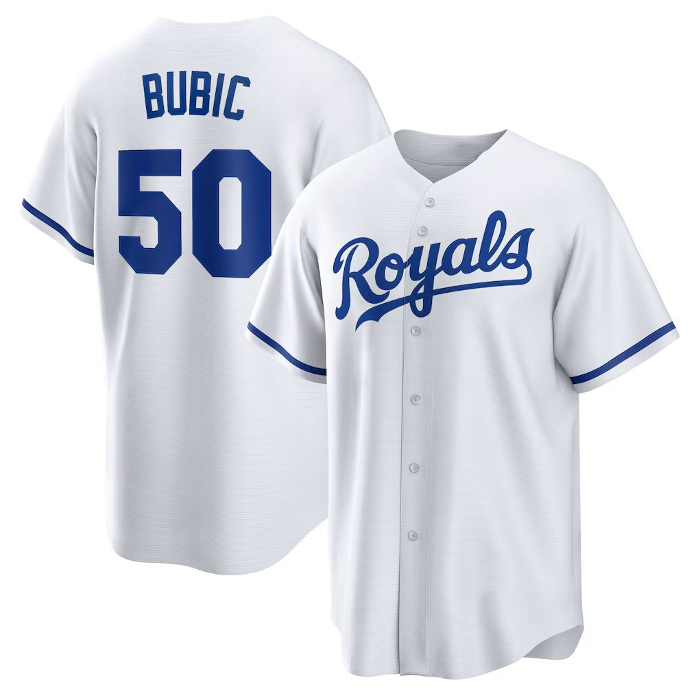 Kansas City Royals #50 Kris Bubic CONTON White Home Replica Jersey