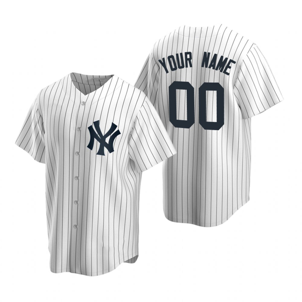 Custom New York Yankees White CONTON Stitched Cool Base Home Jersey