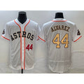 Houston Astros #44 Yordan Alvarez Number 2023 White Gold CONTON World Serise Champions Patch Flex Base Stitched Jersey