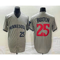 Minnesota Twins #25 Byron Buxton Number 2023 Grey CONTON Home Team Cool Base Stitched Jersey