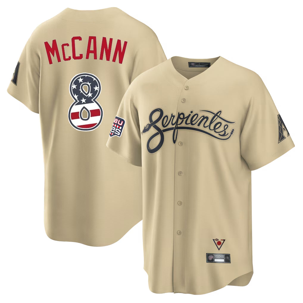 Arizona Diamondbacks #8 James McCann Player Tan CONTON USA 250 Fourth of July Home Game Stitched Jerseys