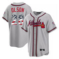 Atlanta Braves #28 Matt Olson Player Gray CONTON USA 250 Fourth Of July Limited Home Game Stitched Jerseys