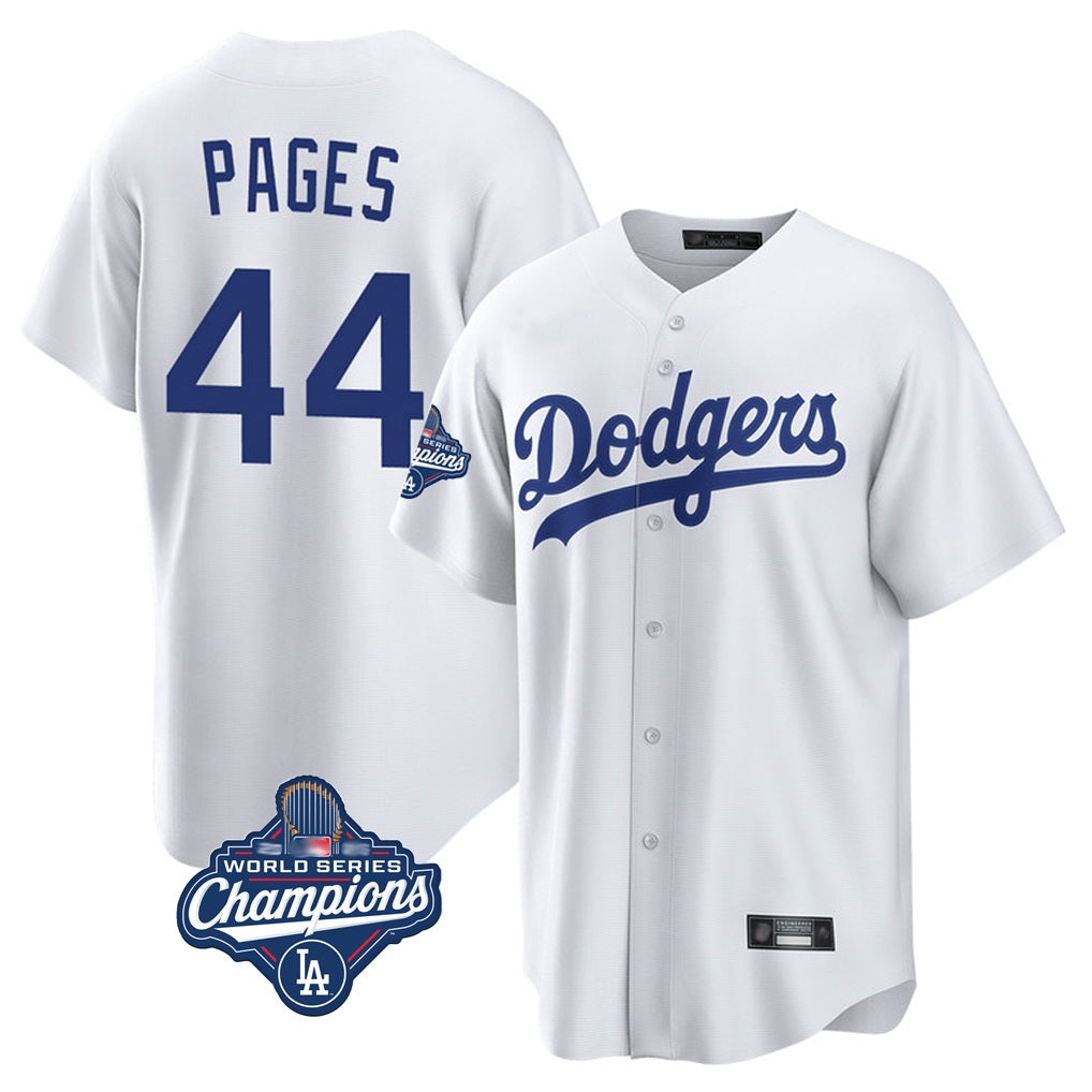Los Angeles Dodgers #44 Andy Pages Player White CONTON World Series Meet Game Home Stitched Jerseys