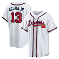 Atlanta Braves #13 Ronald Acuna Jr. White CONTON Home Replica Player Name Jersey