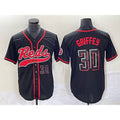 Cincinnati Reds #30 Ken Griffey Jr Number Black CONTON 2023 City Connect Cool Base Stitched Jersey 2